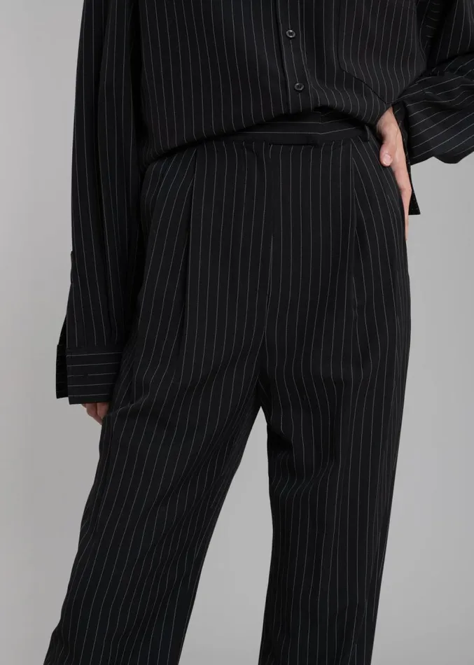 The Frankie Shop Bea Fluid Pinstripe Suit Pants 8211 BlackWhite Women Clothing