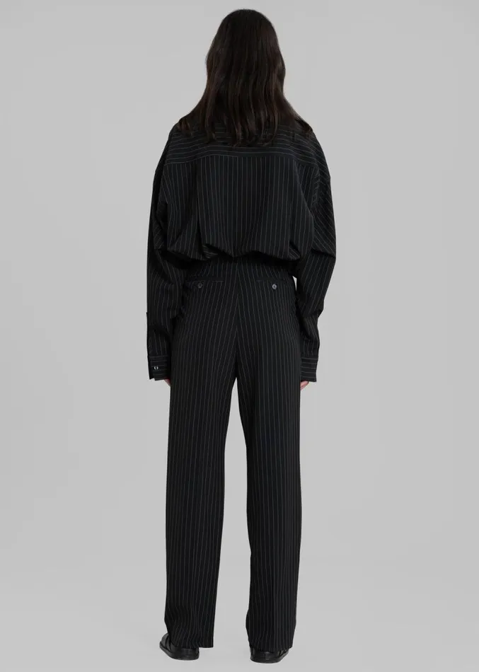 The Frankie Shop Bea Fluid Pinstripe Suit Pants 8211 BlackWhite Women Clothing