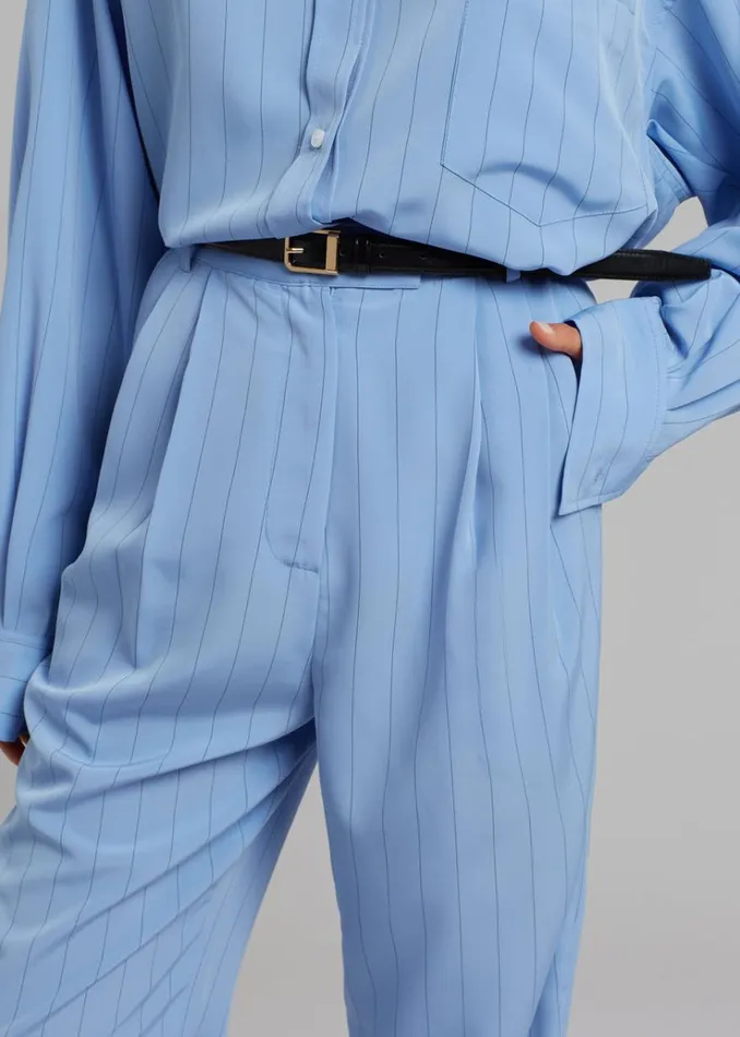 The Frankie Shop Bea Fluid Stripe Suit Pants 8211 Powder Blue Women Bottoms