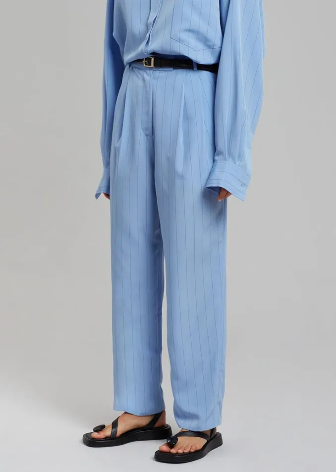 The Frankie Shop Bea Fluid Stripe Suit Pants 8211 Powder Blue Women Bottoms