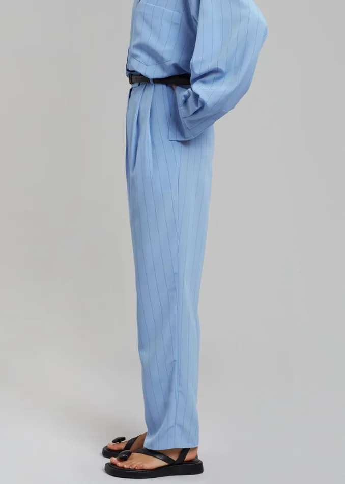 The Frankie Shop Bea Fluid Stripe Suit Pants 8211 Powder Blue Women Bottoms