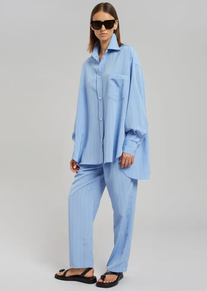 The Frankie Shop Bea Fluid Stripe Suit Pants 8211 Powder Blue Women Bottoms
