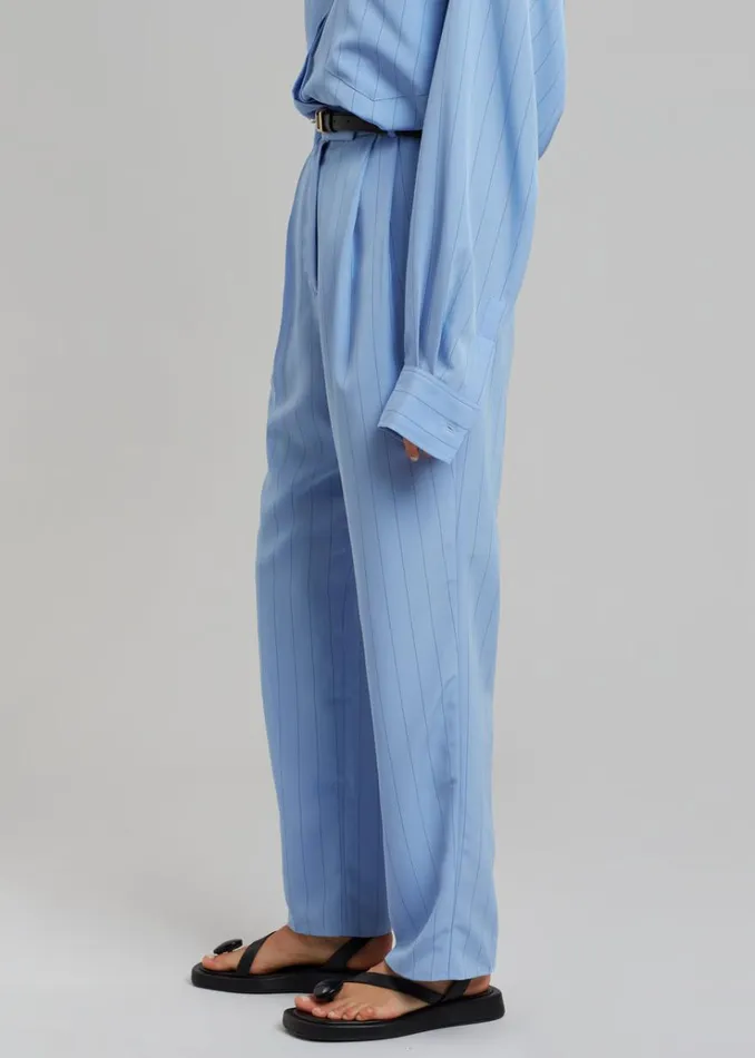 The Frankie Shop Bea Fluid Stripe Suit Pants 8211 Powder Blue Women Bottoms