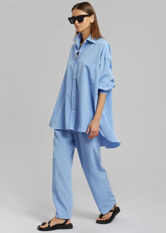 The Frankie Shop Bea Fluid Stripe Suit Pants 8211 Powder Blue Women Bottoms