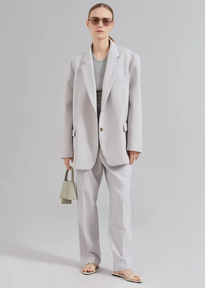 The Frankie Shop Bea Pleated Suit Pants 8211 Grey Women Clothing