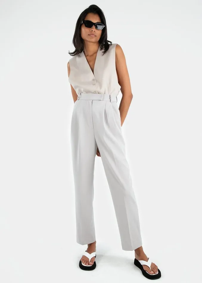 The Frankie Shop Bea Pleated Suit Pants 8211 Grey Women Clothing