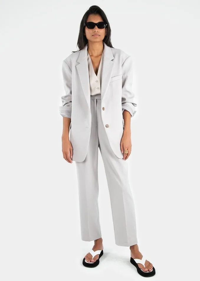 The Frankie Shop Bea Pleated Suit Pants 8211 Grey Women Clothing