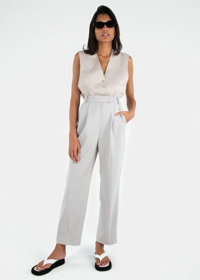 The Frankie Shop Bea Pleated Suit Pants 8211 Grey Women Clothing
