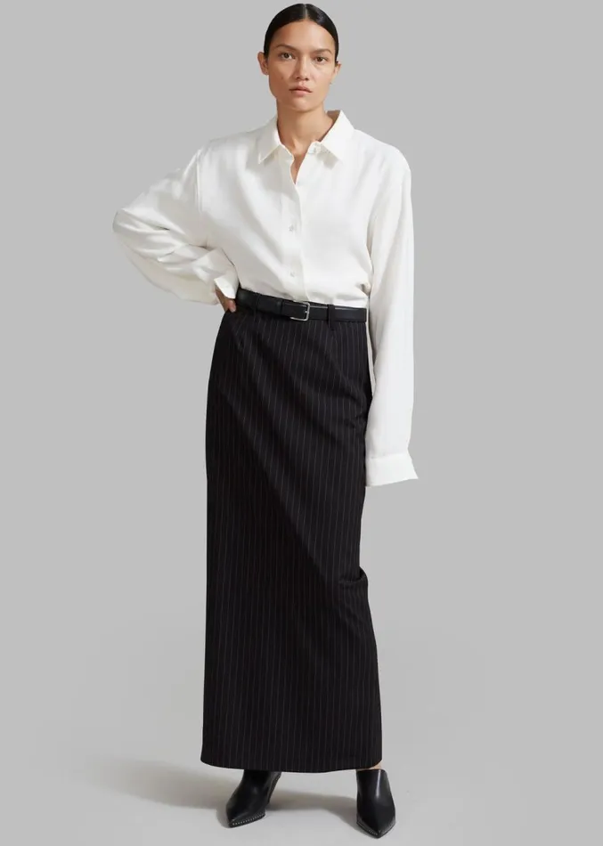 The Frankie Shop Becca Pencil Skirt 8211 Black Pinstripe Women Clothing