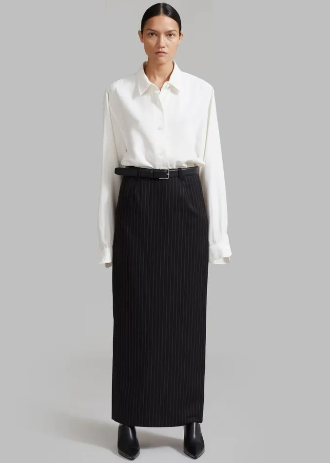 The Frankie Shop Becca Pencil Skirt 8211 Black Pinstripe Women Clothing