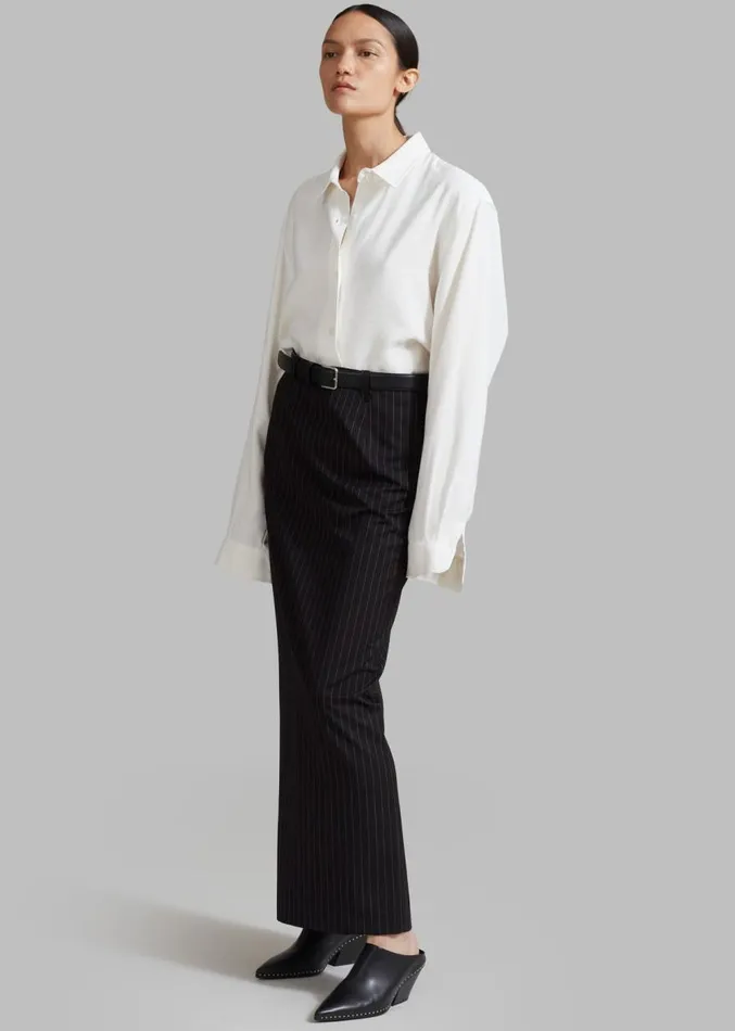 The Frankie Shop Becca Pencil Skirt 8211 Black Pinstripe Women Clothing