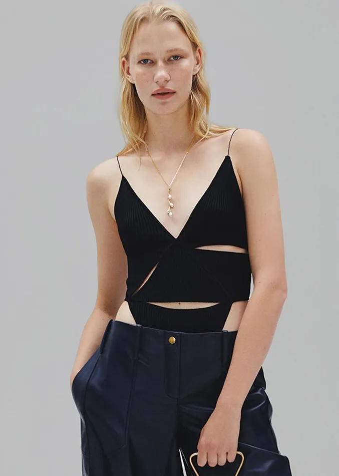 The Frankie Shop Bevza Triangle Bodysuit 8211 Black Women Clothing