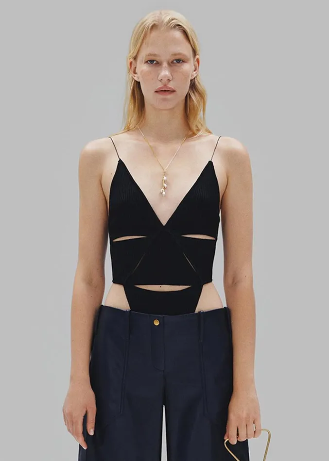 The Frankie Shop Bevza Triangle Bodysuit 8211 Black Women Clothing