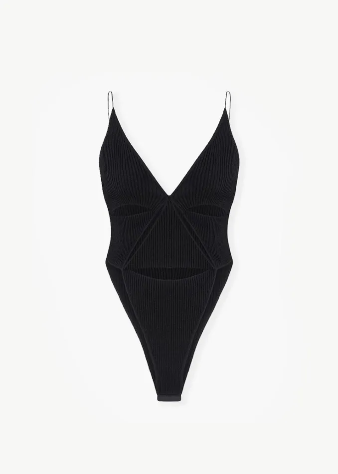 The Frankie Shop Bevza Triangle Bodysuit 8211 Black Women Clothing