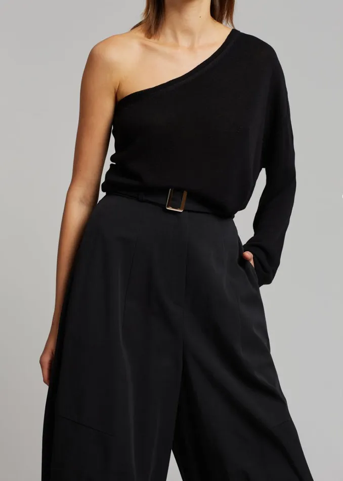 The Frankie Shop Bianca One Shoulder Loose Knit Top 8211 Black Women Knitwear