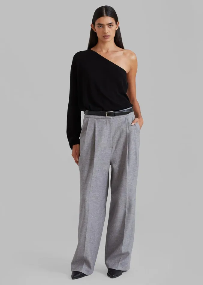 The Frankie Shop Bianca One Shoulder Loose Knit Top 8211 Black Women Knitwear