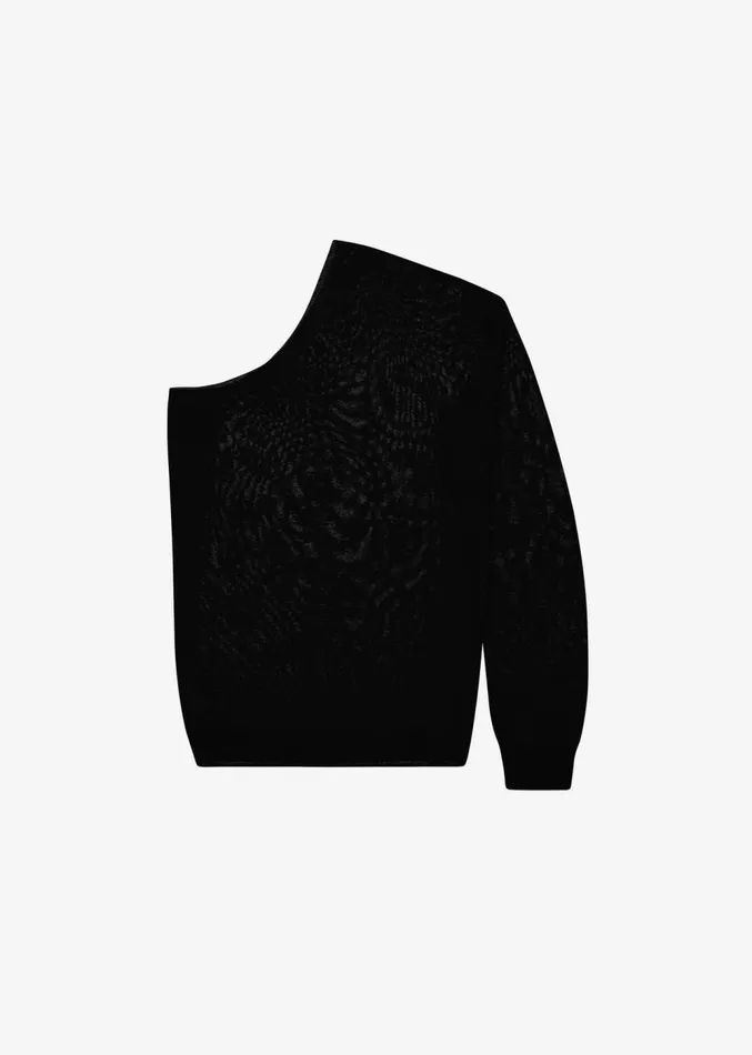 The Frankie Shop Bianca One Shoulder Loose Knit Top 8211 Black Women Knitwear