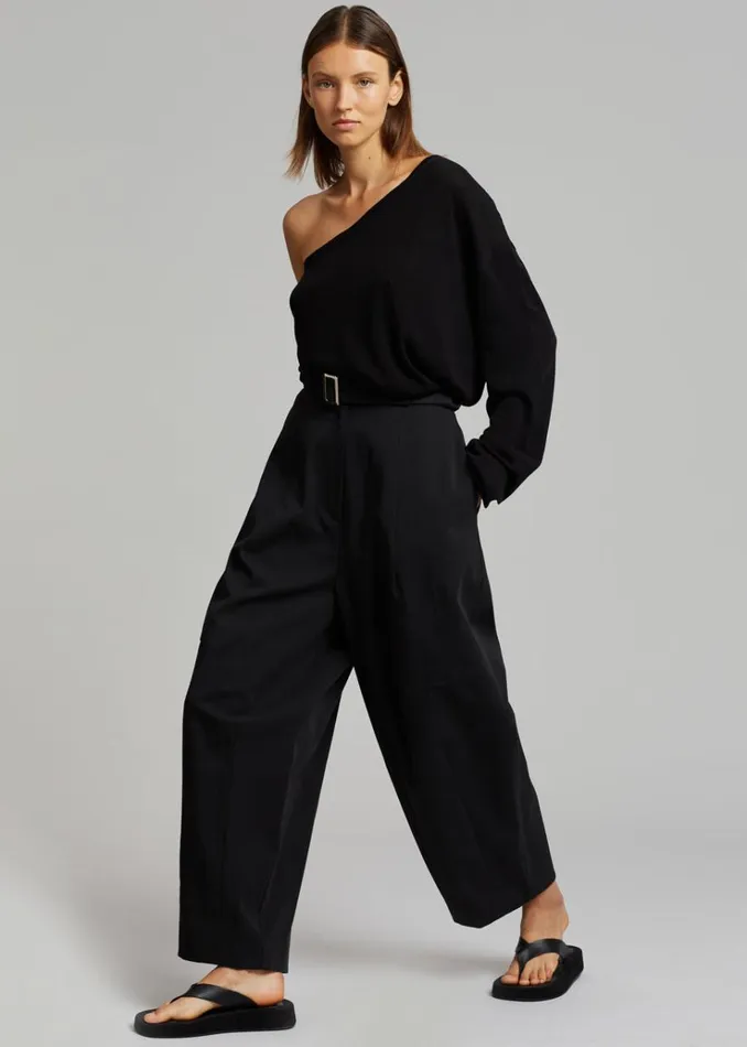 The Frankie Shop Bianca One Shoulder Loose Knit Top 8211 Black Women Knitwear