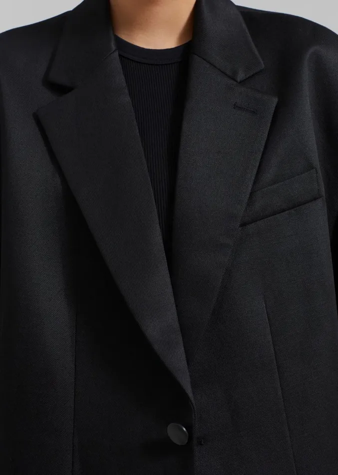 The Frankie Shop Blair Linen Blazer 8211 Black Women Outerwear