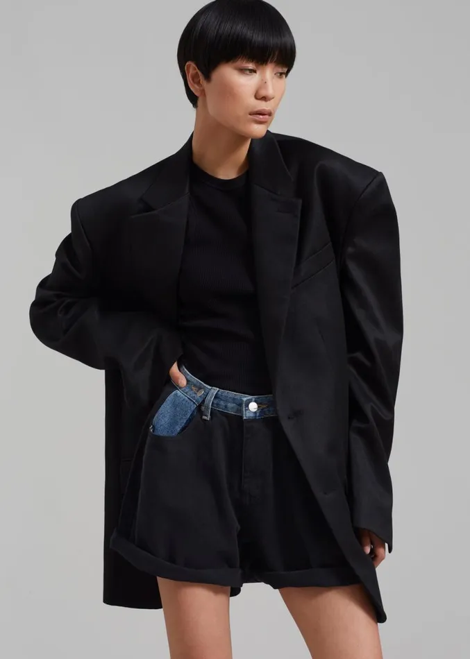 The Frankie Shop Blair Linen Blazer 8211 Black Women Outerwear