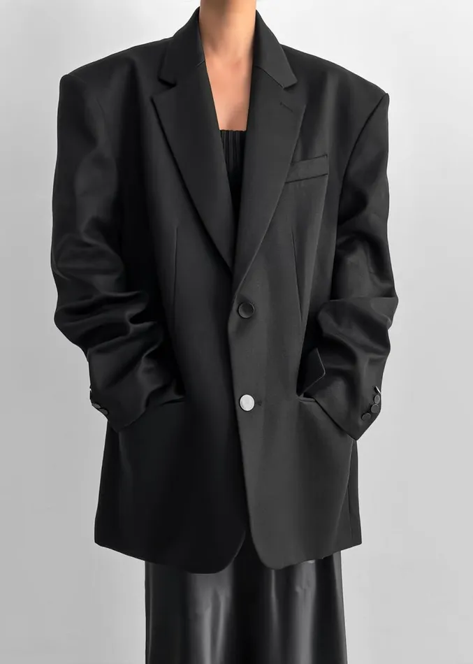 The Frankie Shop Blair Linen Blazer 8211 Black Women Outerwear