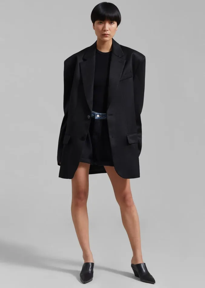 The Frankie Shop Blair Linen Blazer 8211 Black Women Outerwear