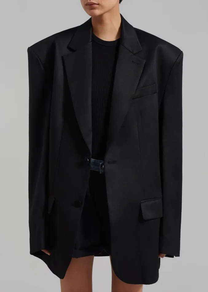 The Frankie Shop Blair Linen Blazer 8211 Black Women Outerwear