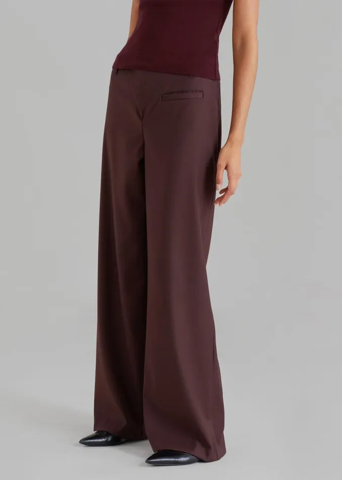 The Frankie Shop Brenna Wide Trousers 8211 Burgundy Women Clothing