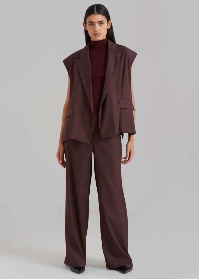 The Frankie Shop Brenna Wide Trousers 8211 Burgundy Women Clothing