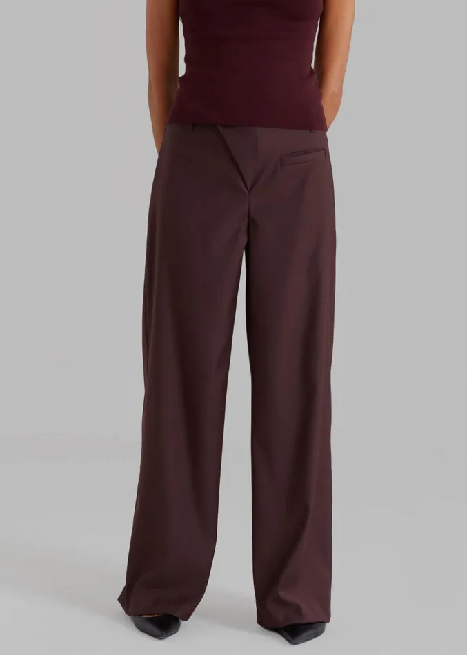 The Frankie Shop Brenna Wide Trousers 8211 Burgundy Women Clothing