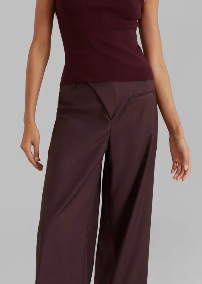 The Frankie Shop Brenna Wide Trousers 8211 Burgundy Women Clothing