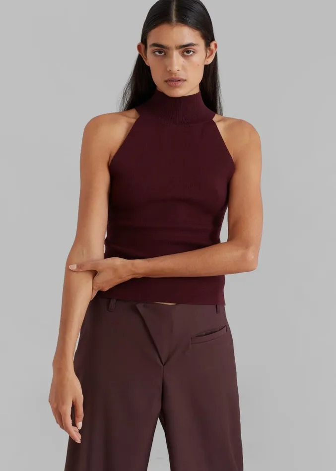 The Frankie Shop Brenna Wide Trousers 8211 Burgundy Women Clothing