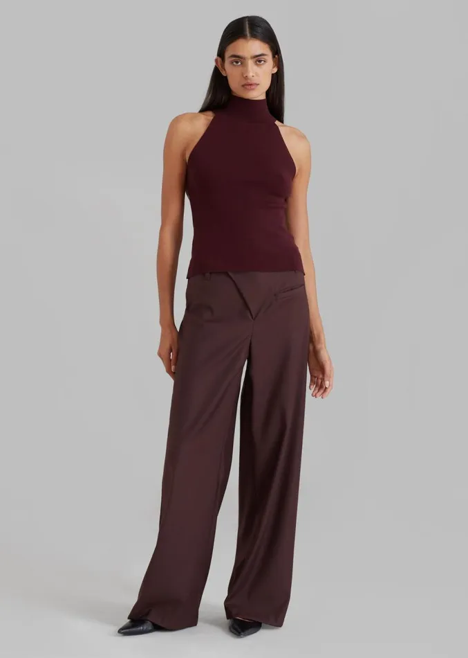 The Frankie Shop Brenna Wide Trousers 8211 Burgundy Women Clothing