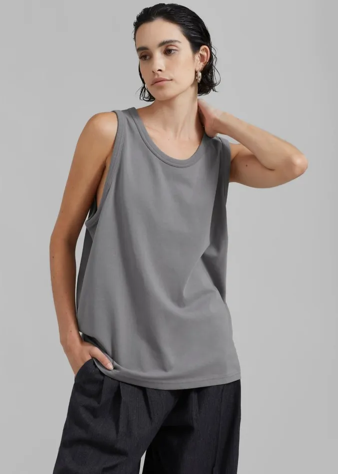 The Frankie Shop Briston Boxy Tank 8211 Grey Women Clothing