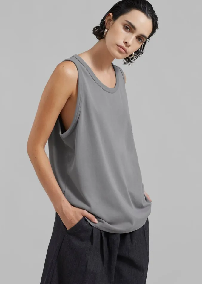 The Frankie Shop Briston Boxy Tank 8211 Grey Women Clothing
