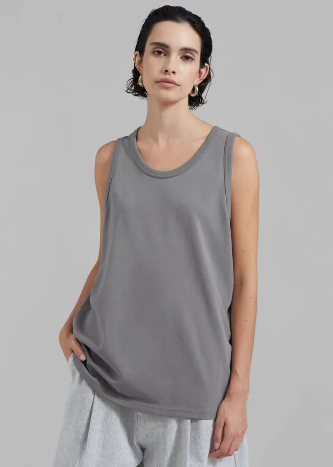 The Frankie Shop Briston Boxy Tank 8211 Grey Women Clothing