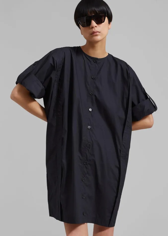 The Frankie Shop By Malene Birger Amalas Organic Cotton Shirt Dress 8211 Black Women Clothing