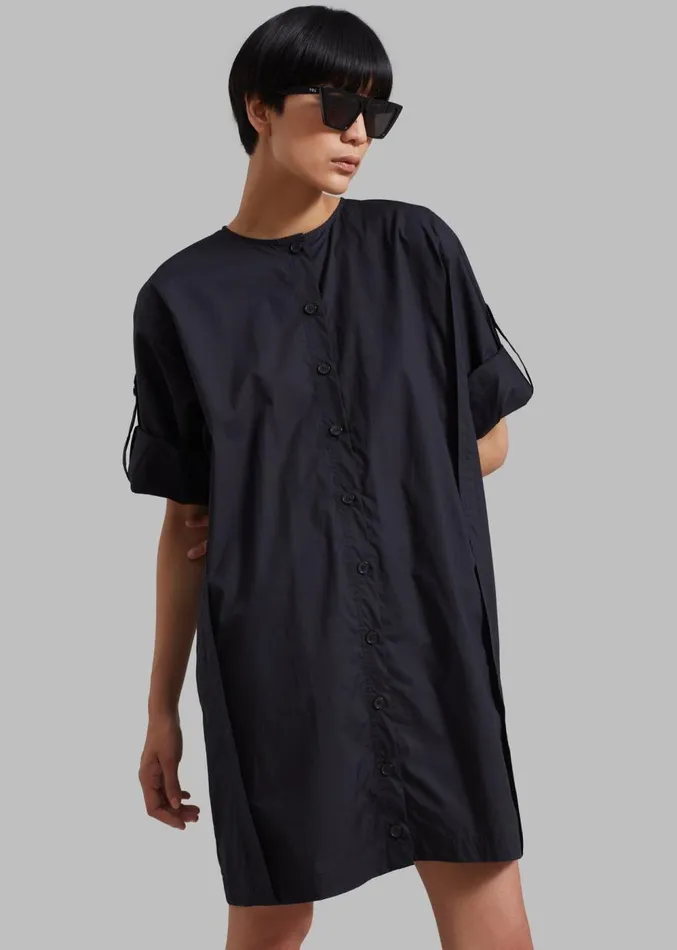 The Frankie Shop By Malene Birger Amalas Organic Cotton Shirt Dress 8211 Black Women Clothing