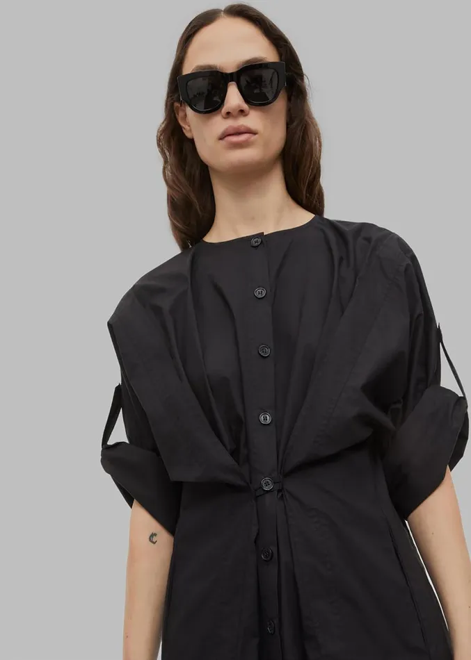 The Frankie Shop By Malene Birger Amalas Organic Cotton Shirt Dress 8211 Black Women Clothing