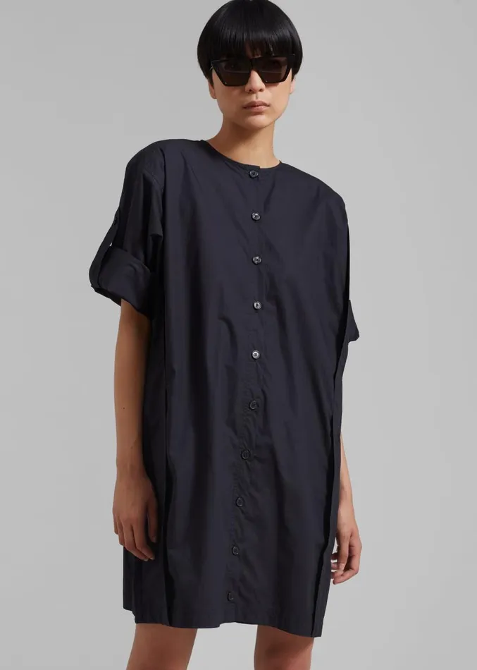 The Frankie Shop By Malene Birger Amalas Organic Cotton Shirt Dress 8211 Black Women Clothing