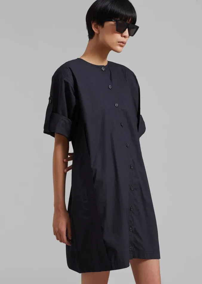 The Frankie Shop By Malene Birger Amalas Organic Cotton Shirt Dress 8211 Black Women Clothing