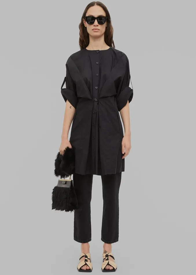 The Frankie Shop By Malene Birger Amalas Organic Cotton Shirt Dress 8211 Black Women Clothing