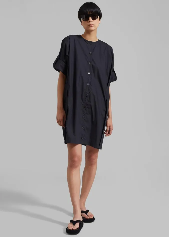 The Frankie Shop By Malene Birger Amalas Organic Cotton Shirt Dress 8211 Black Women Clothing