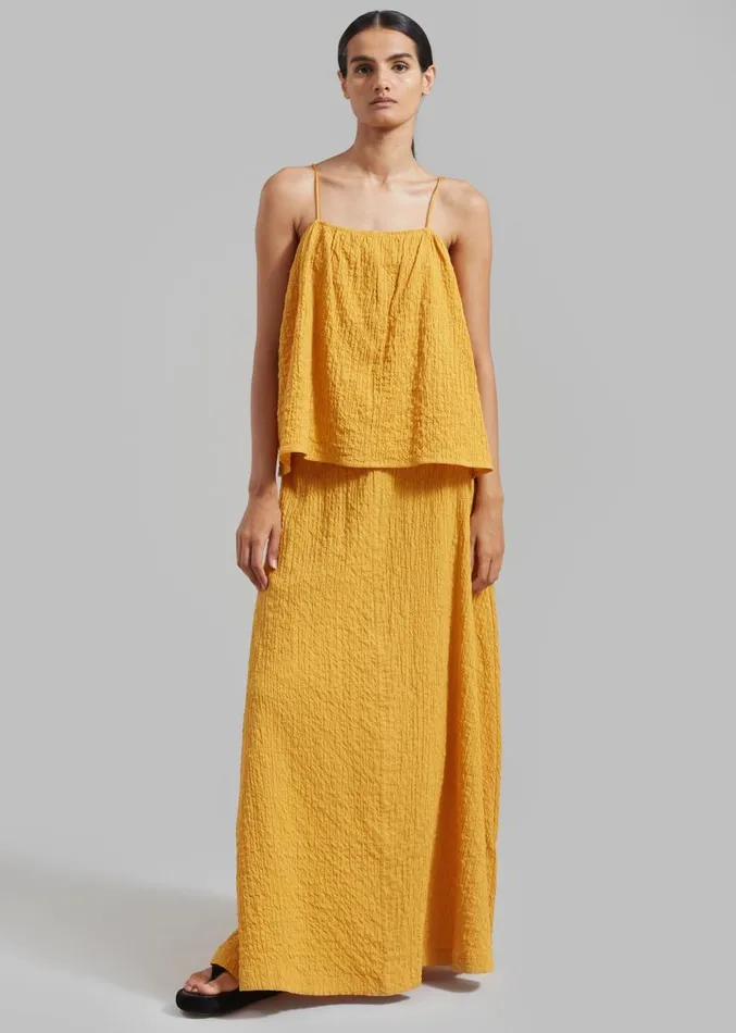 The Frankie Shop By Malene Birger Taci Organic Cotton Skirt 8211 Yellow Sunset Women Clothing