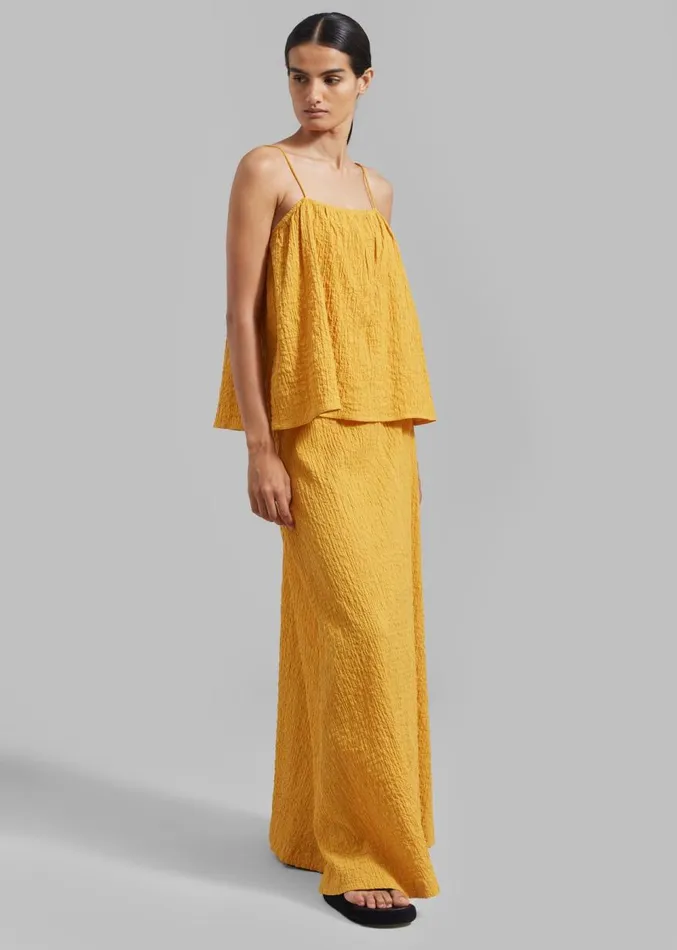 The Frankie Shop By Malene Birger Taci Organic Cotton Skirt 8211 Yellow Sunset Women Clothing
