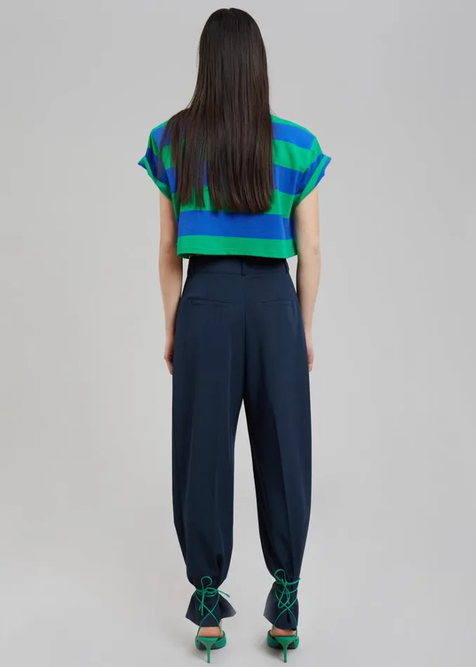 The Frankie Shop Caco Padded Cropped Tee 8211 NavyGreen Women Tops