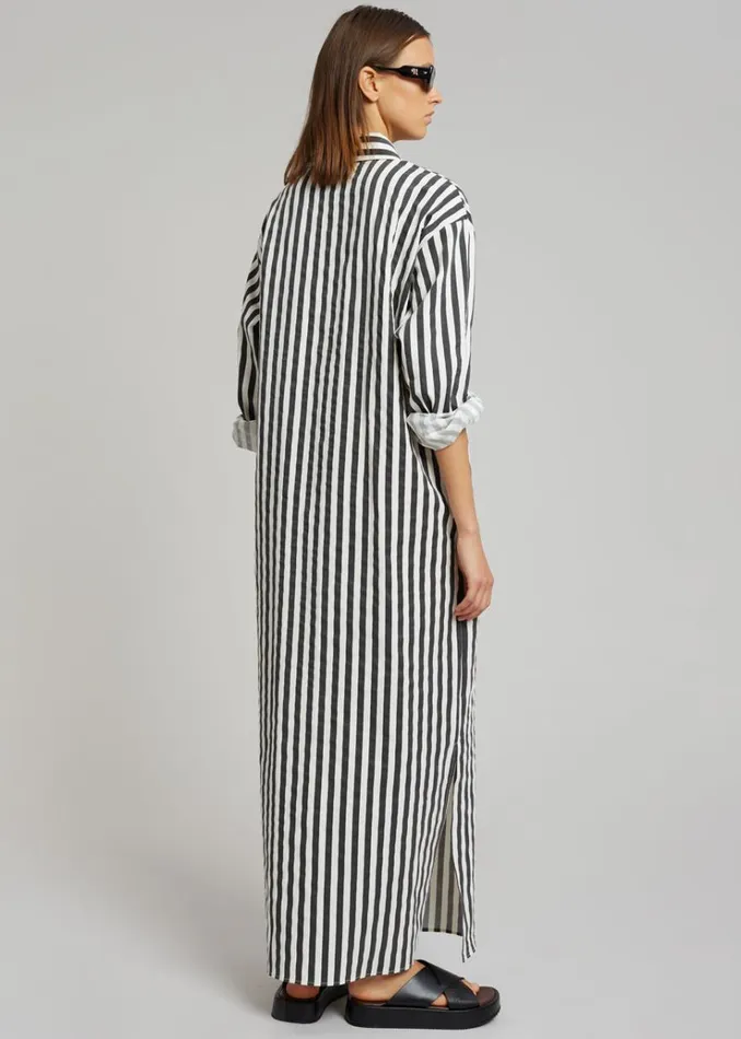 The Frankie Shop Cala Shirt Dress 8211 Black Stripe Women Dresses