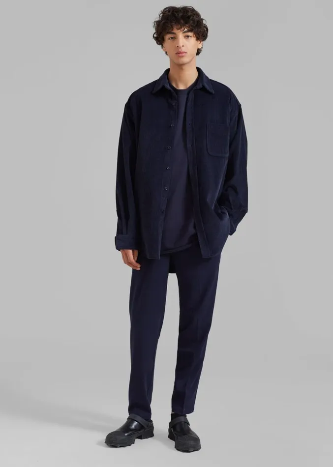 The Frankie Shop Camden Corduroy Shirt 8211 Navy Men Tops