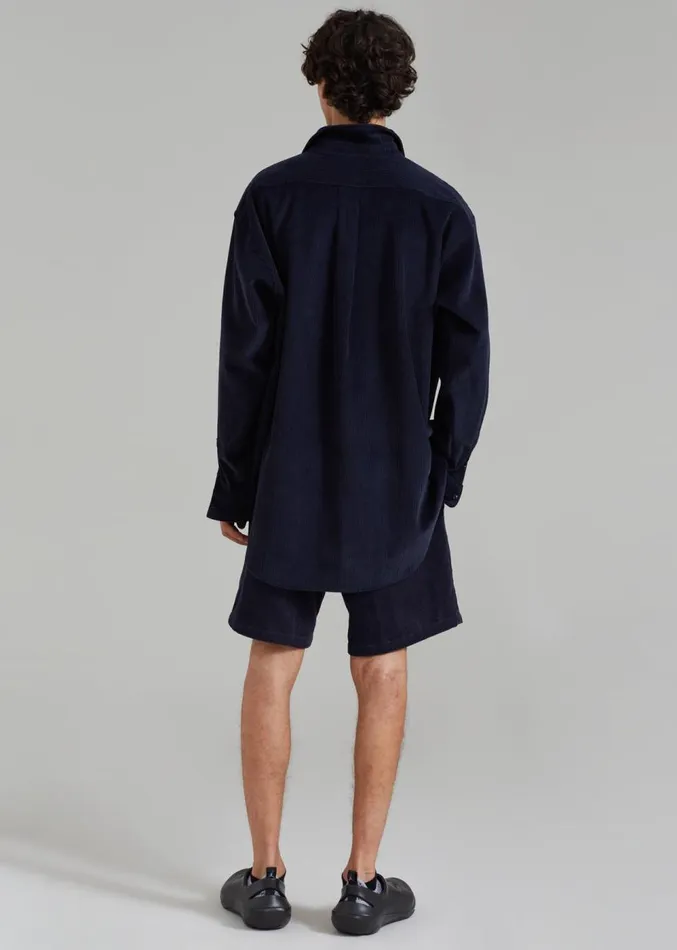 The Frankie Shop Camden Corduroy Shirt 8211 Navy Men Tops