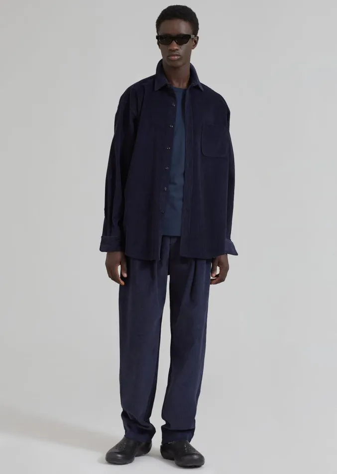 The Frankie Shop Camden Corduroy Shirt 8211 Navy Men Tops